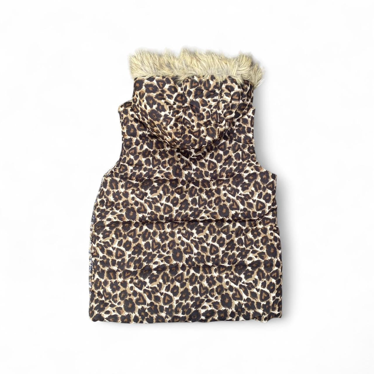 Black and Brown Cheetah Print Sequin Puffer Vest!