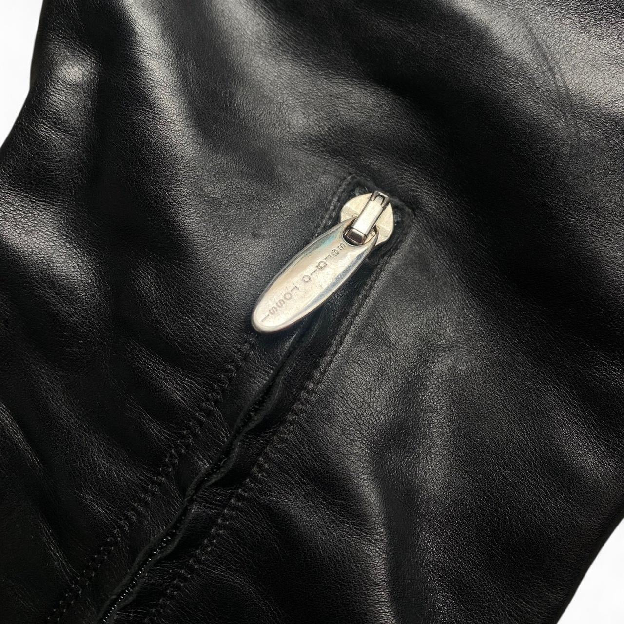 Genuine Vintage Italian Black leather knee high cowgirl boots!!