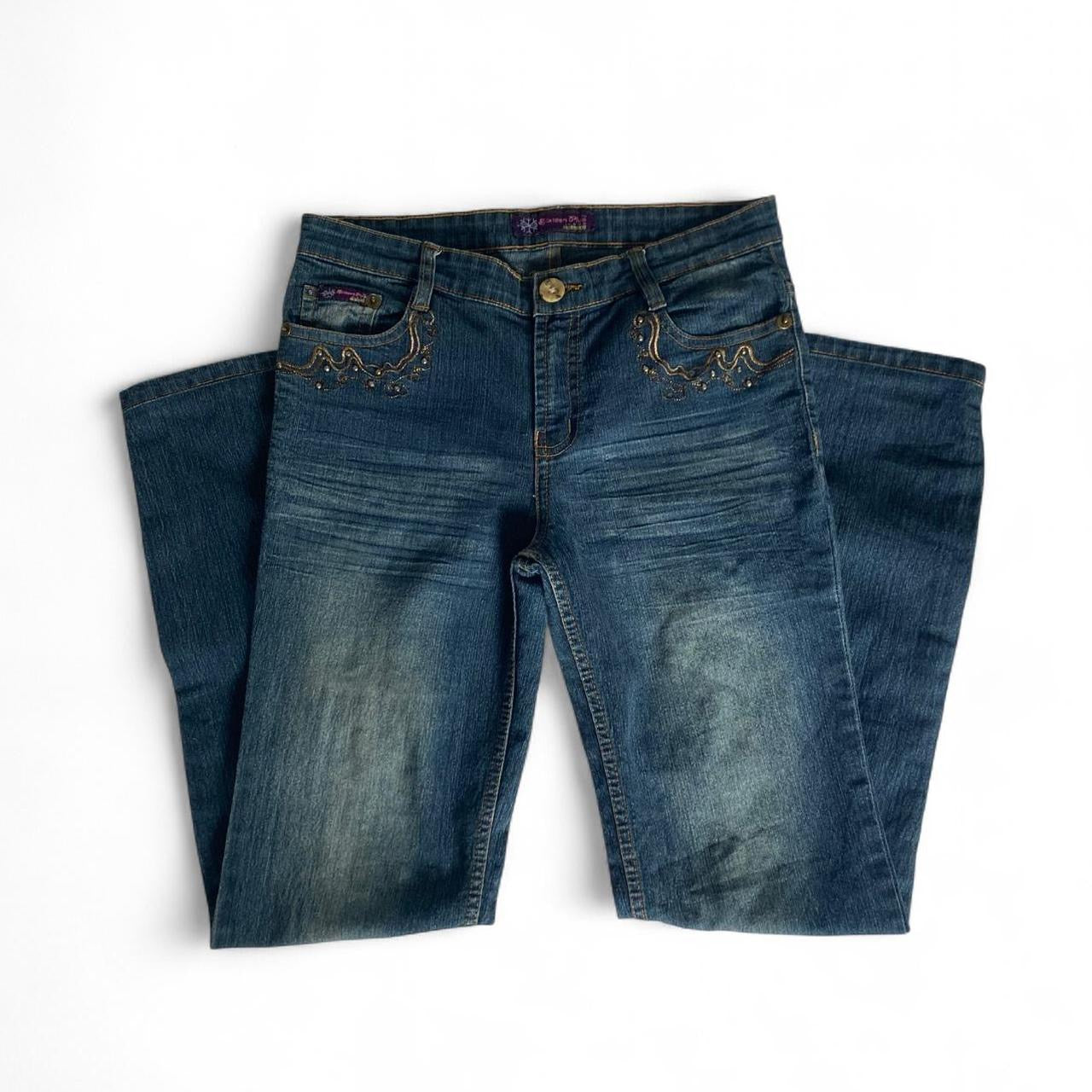 Y2K straight leg jeans with rhinestone details