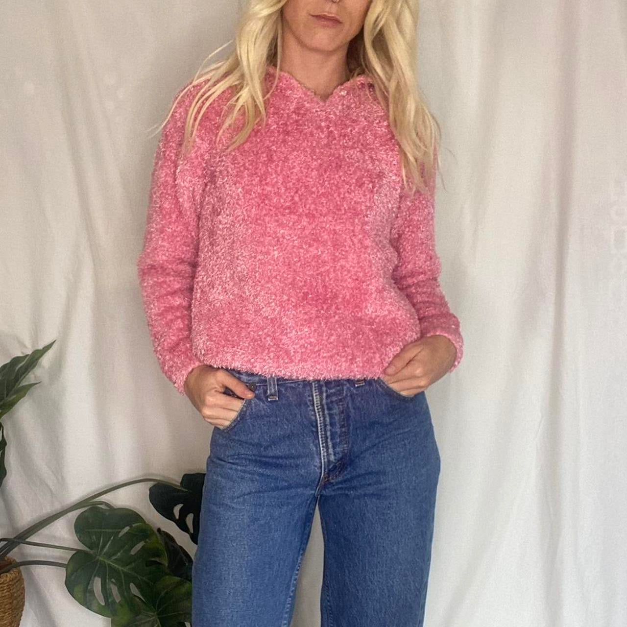 Cute Vintage Pink fuzzy turtleneck sweater