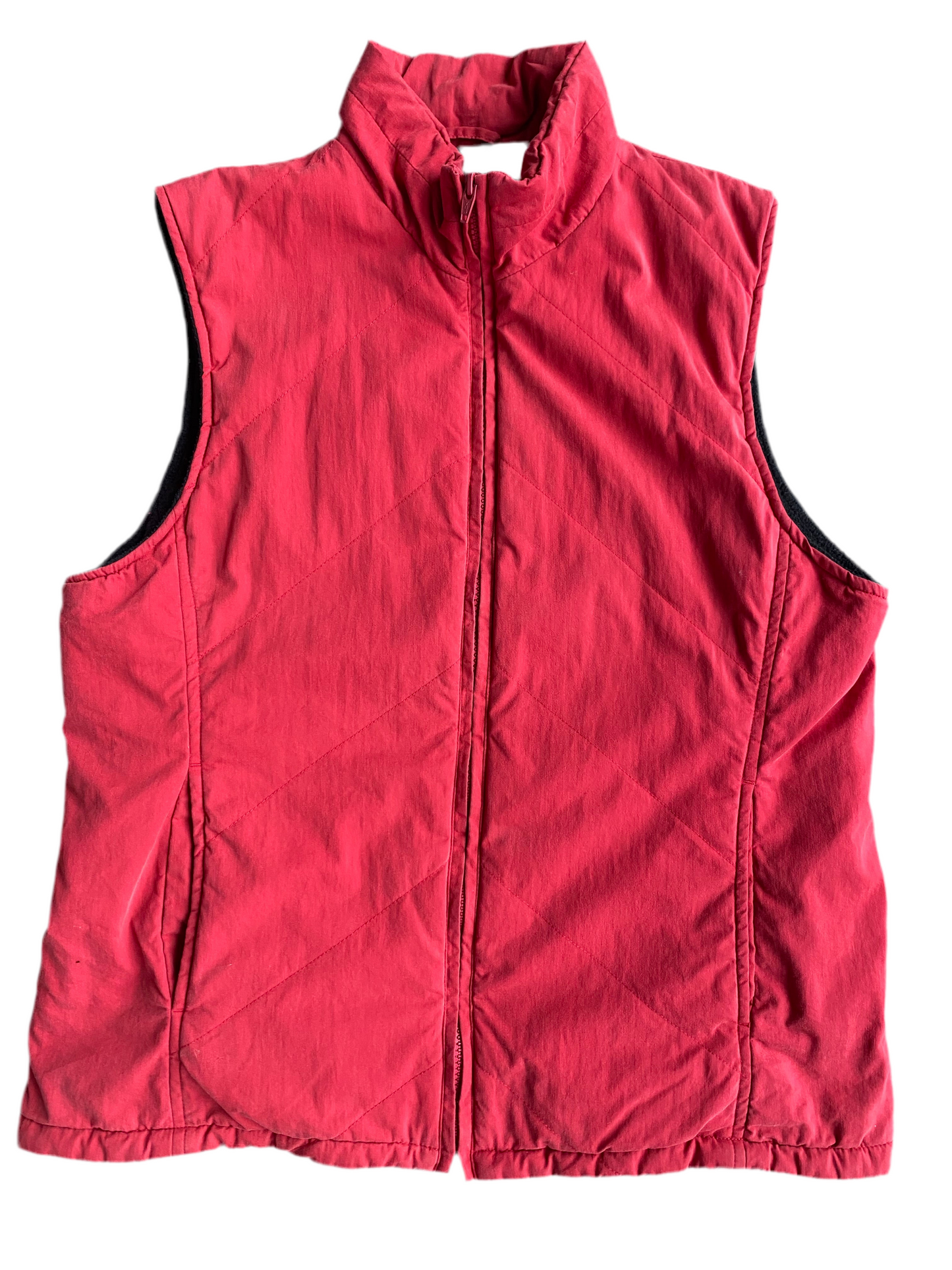 Vintage faded red zip up puffer vest