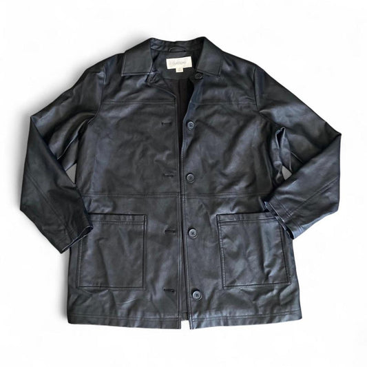 Black Faux leather jacket with button-up front and pockets
