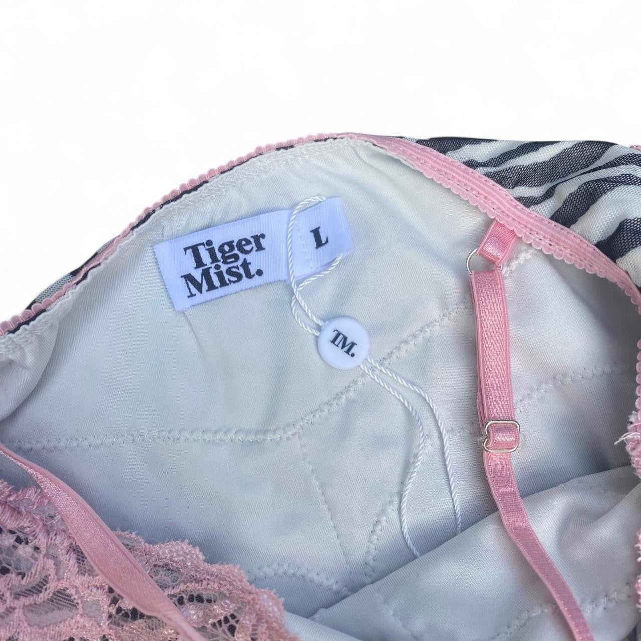 Tiger Mist Zebra Print Slip Dress w pink lace