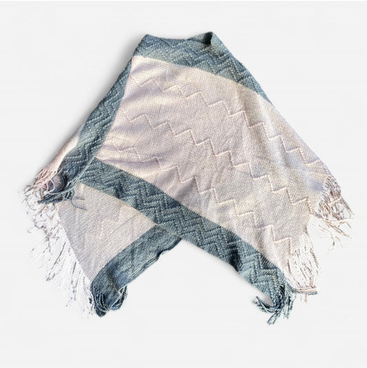 Cute Pink and grey knit poncho with fringe!