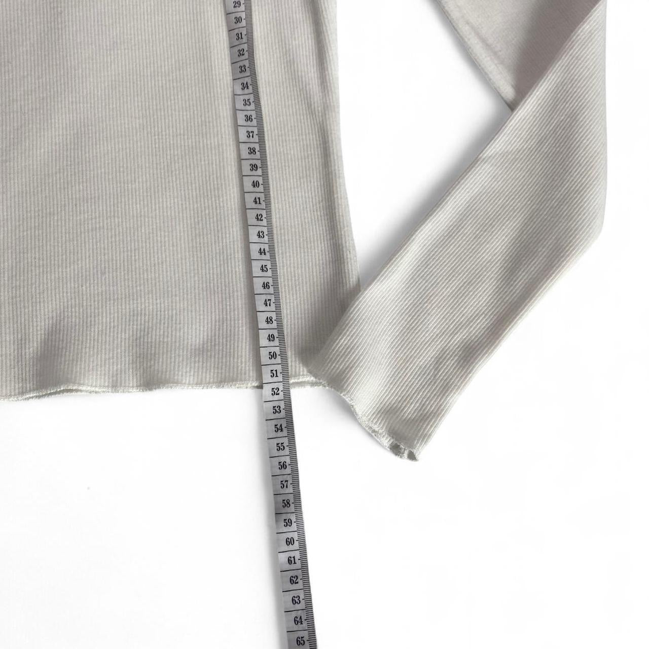 White patchwork look long sleeve ribbed top