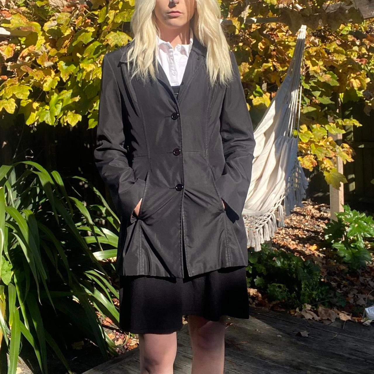 Vintage Black 90s long sleeve button up coat