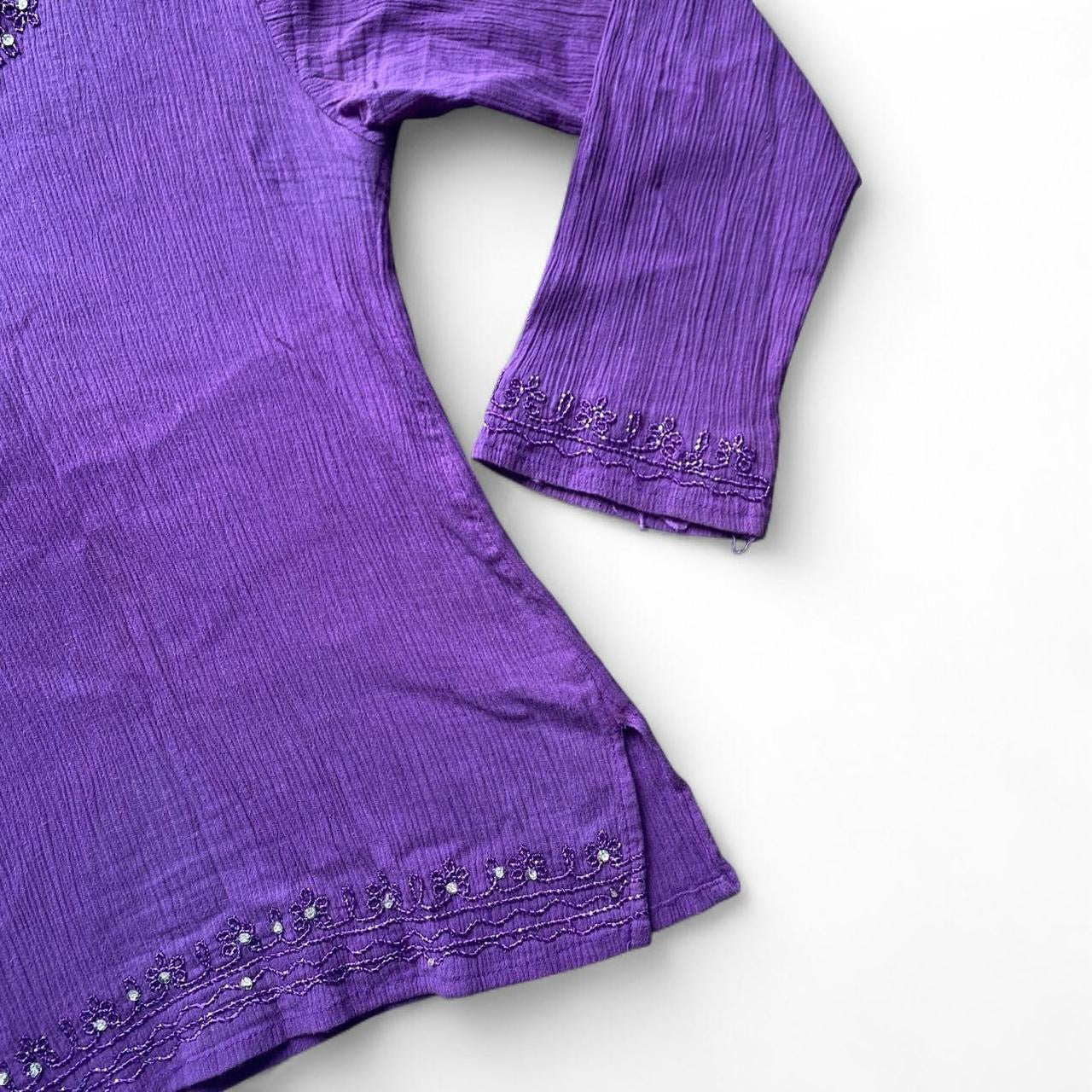 Cute Purple beaded long sleeve top