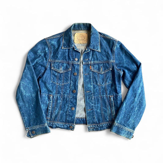 Vintage Levi's fitted blue denim jacket with acid wash finish