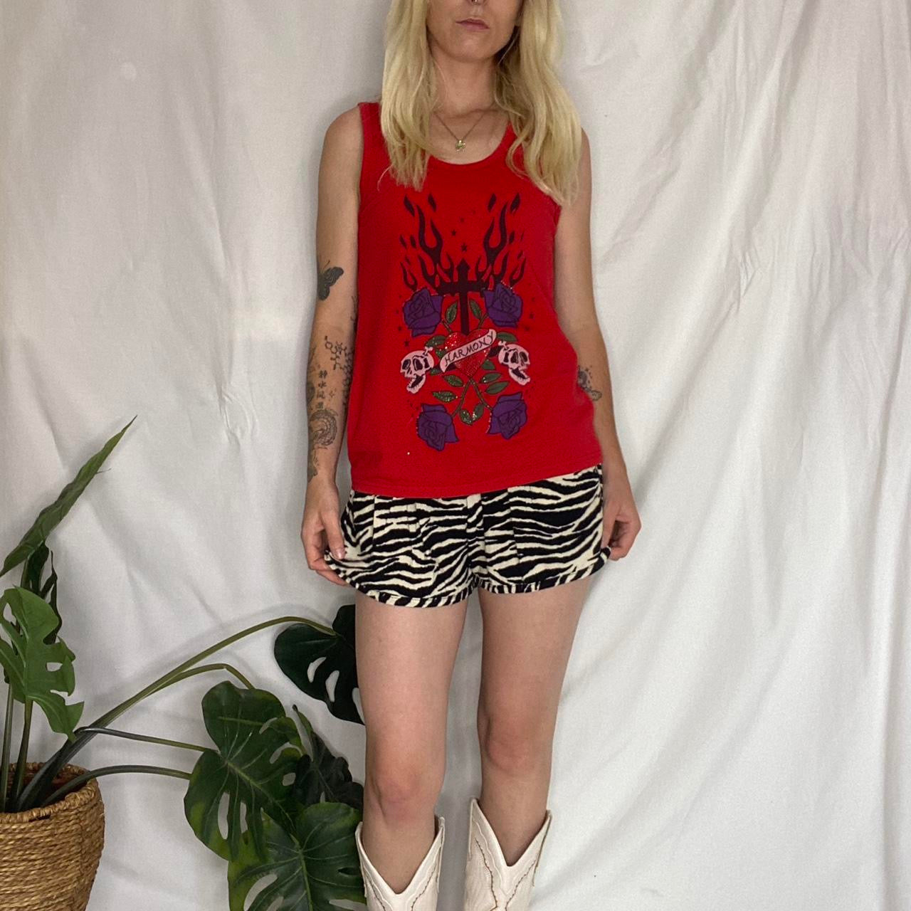 Y2K style graphic red tank top