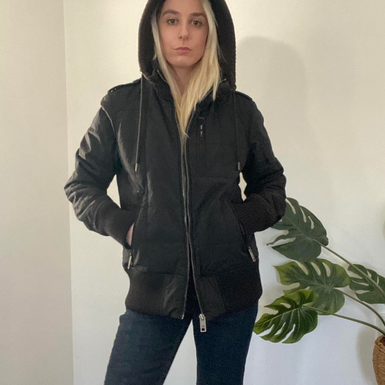 Y2K layered zip up hooded puffer jacket