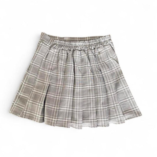 Cute grey plaid pleated mini skirt