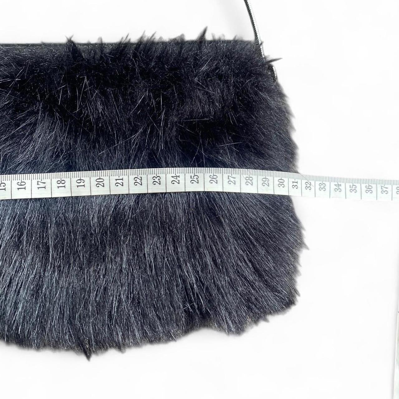 Y2K Black faux fur crossbody bag with removable strap