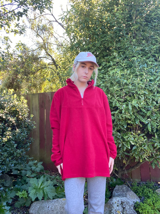 Vintage Red Half Zip Fleece Jumper