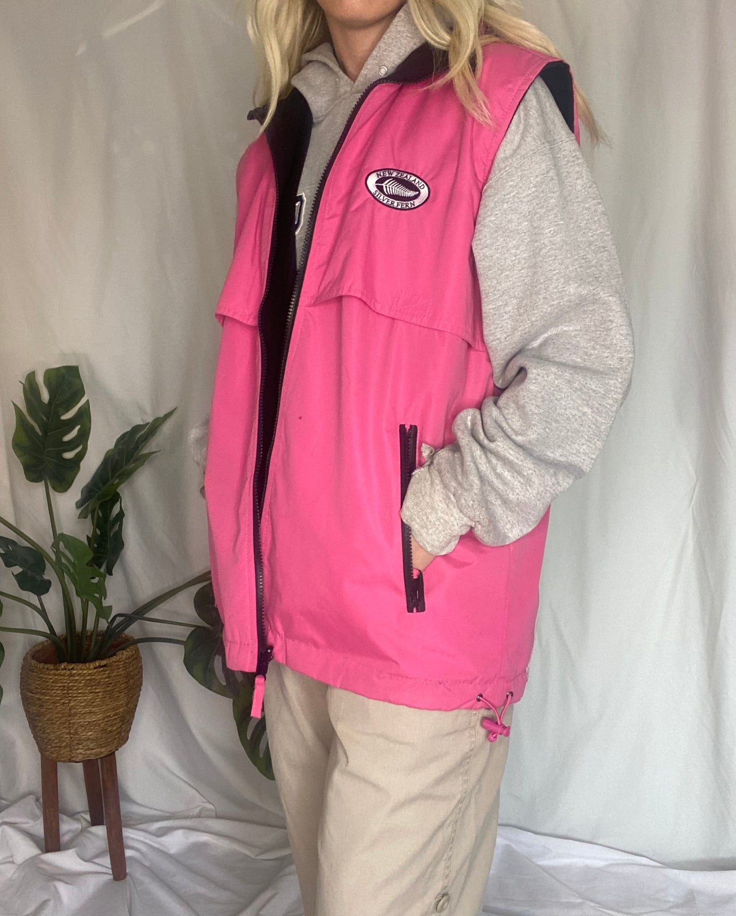 Cool Silver Ferns Pink fleece vest!