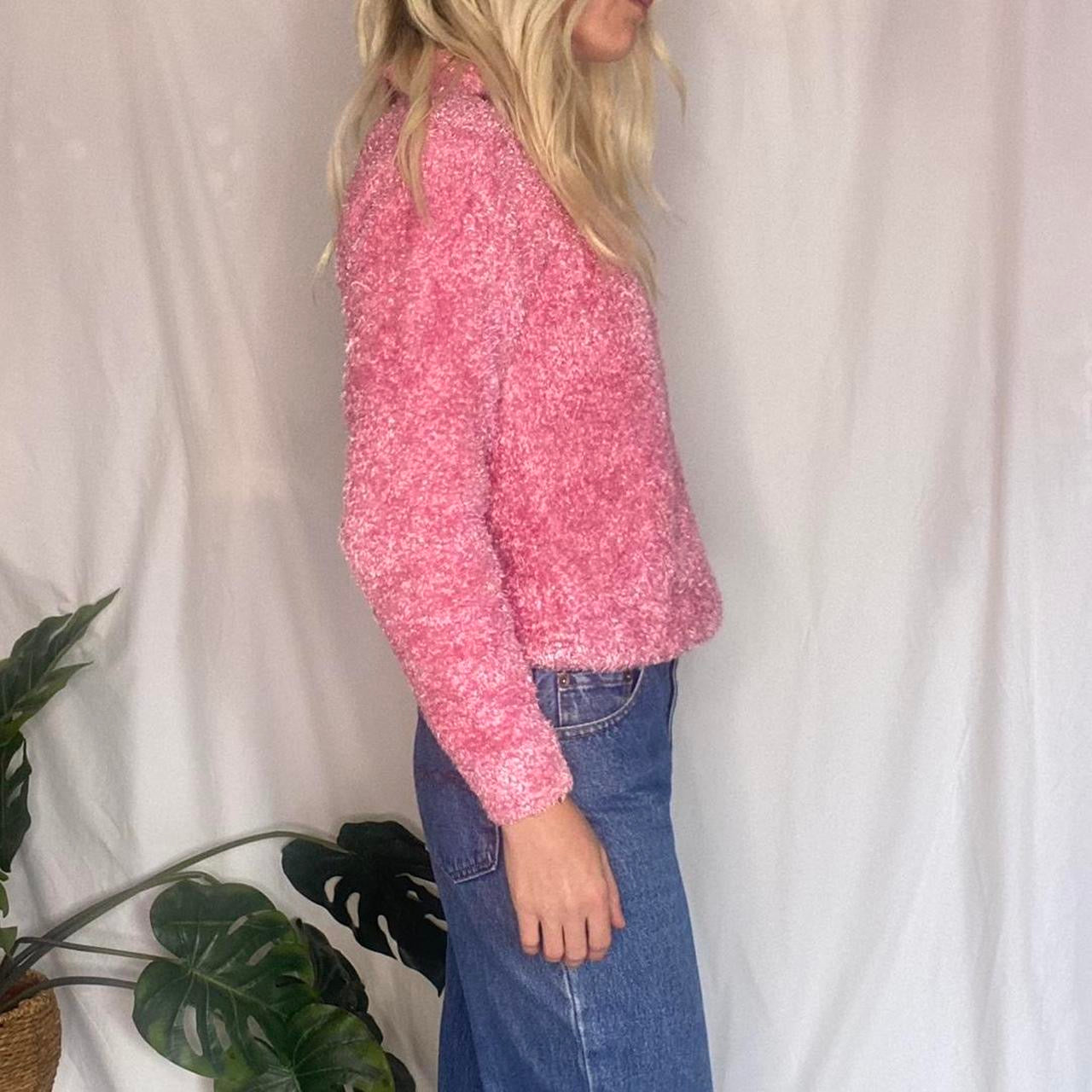 Cute Vintage Pink fuzzy turtleneck sweater