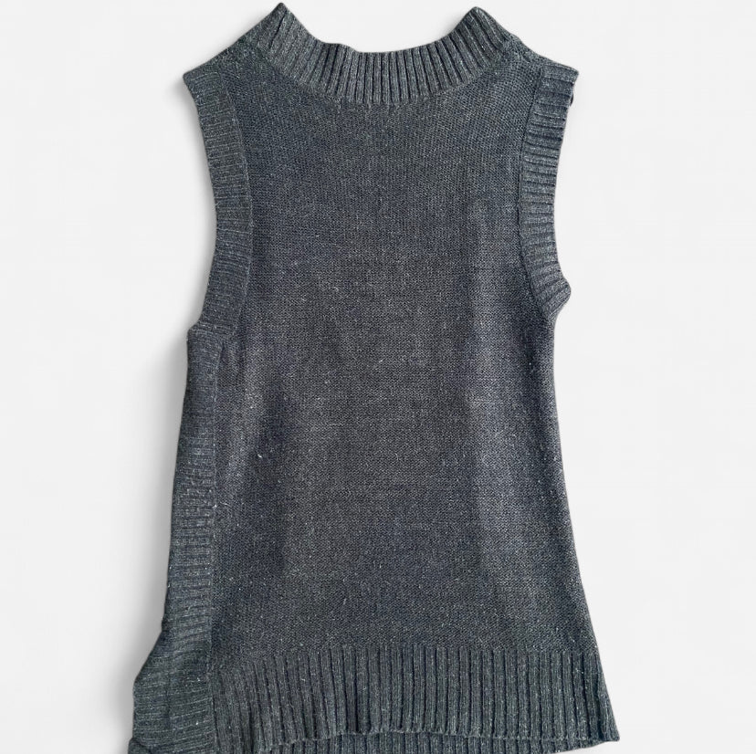Y2K Grey knit sweater vest dress with buttons