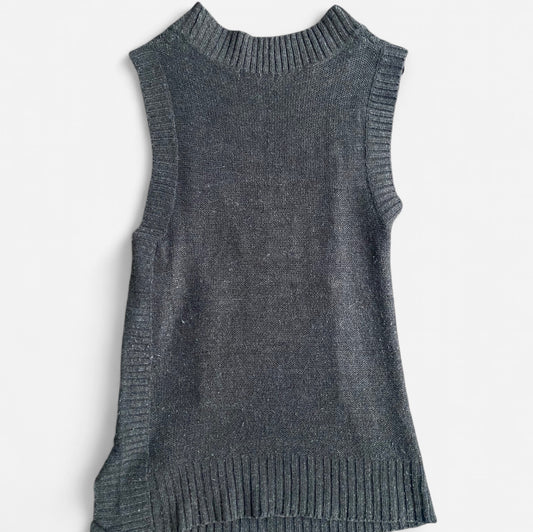Y2K Grey knit sweater vest dress with buttons
