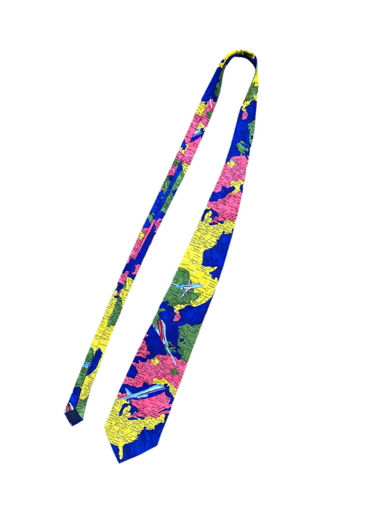 The coolest Vintage map silk tie!