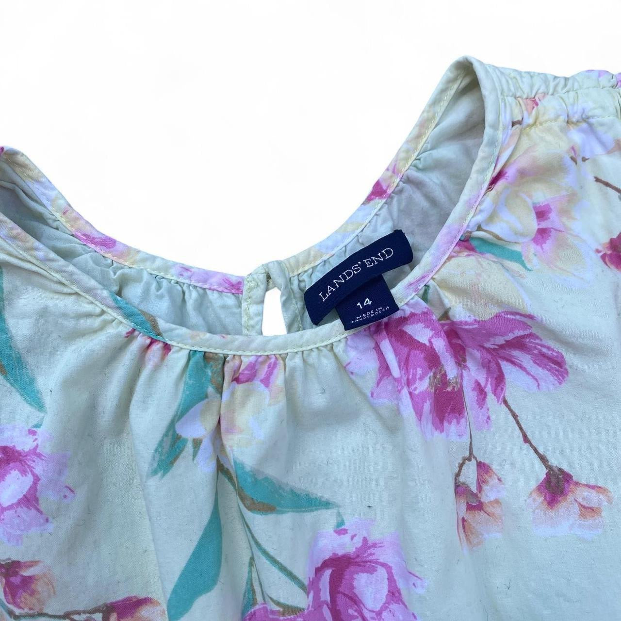 Baby yellow floral summer dress with pink flowers