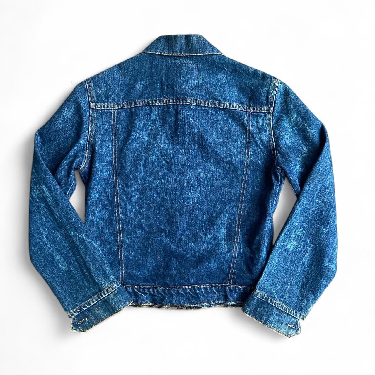Vintage Levi's fitted blue denim jacket with acid wash finish