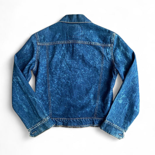 Vintage Levi's fitted blue denim jacket with acid wash finish