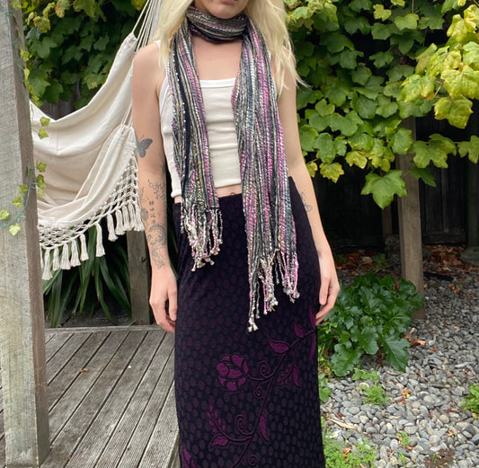 00s purple stripe knit scarf