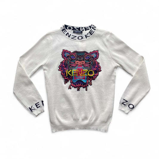 Sick Kenzo white embroidered tiger jumper