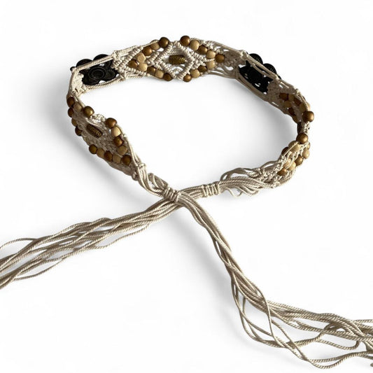Macrame boho beaded tassel belt