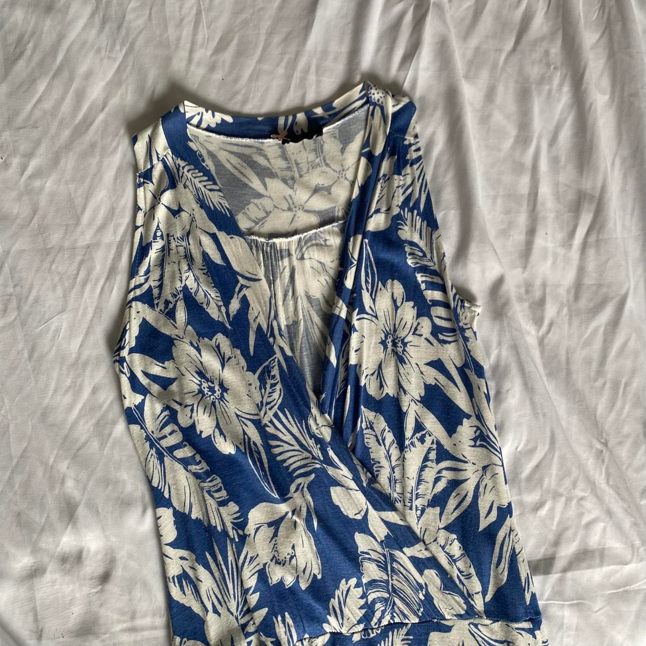 Blue/White floral ruffle summer dress