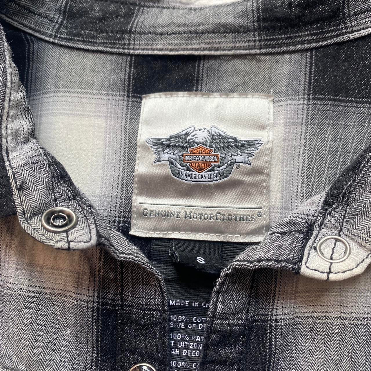 Black and white Harley Davidson plaid button down shirt