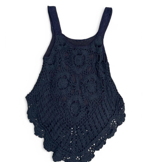 Cute Black Crochet Asymmetrical Top