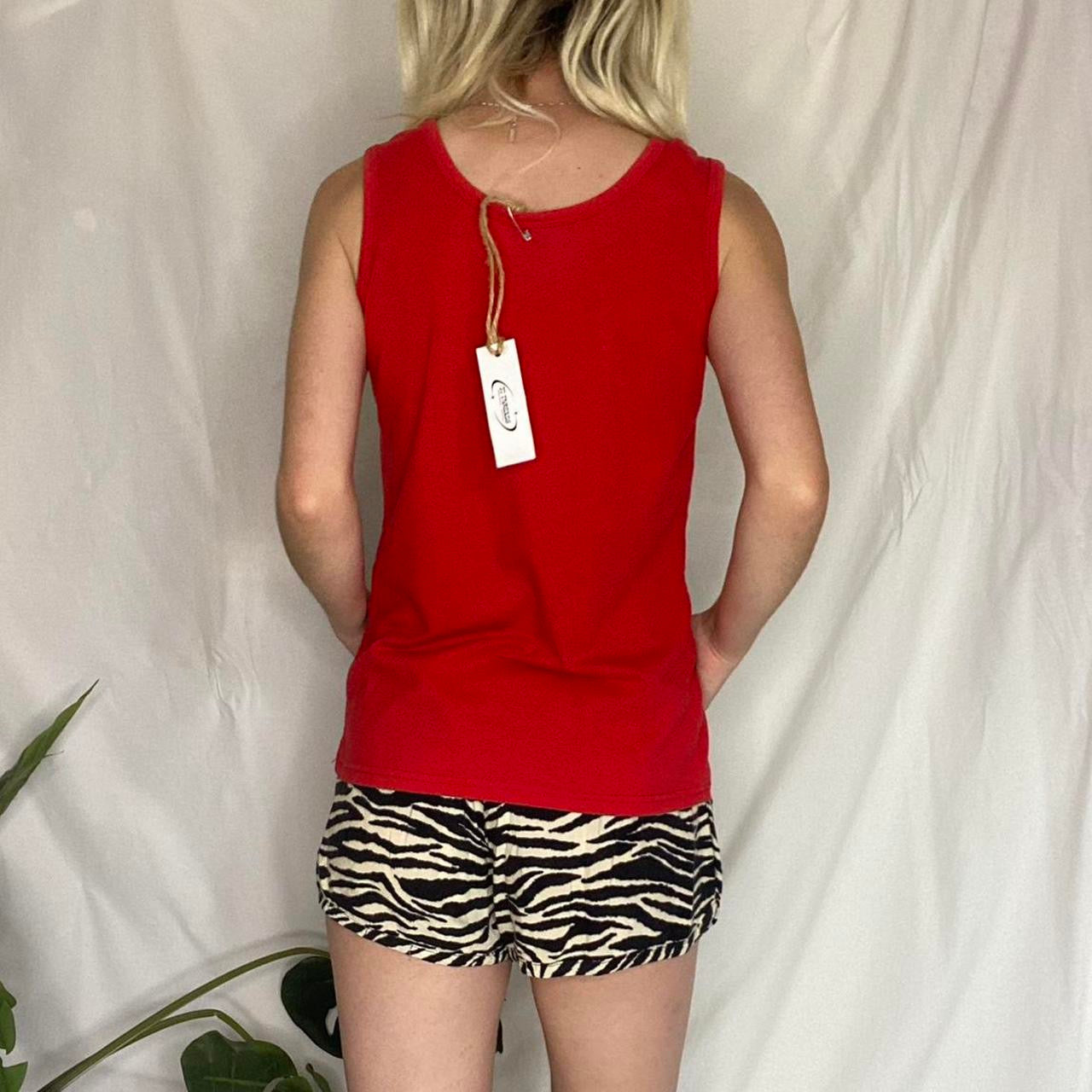 Y2K style graphic red tank top