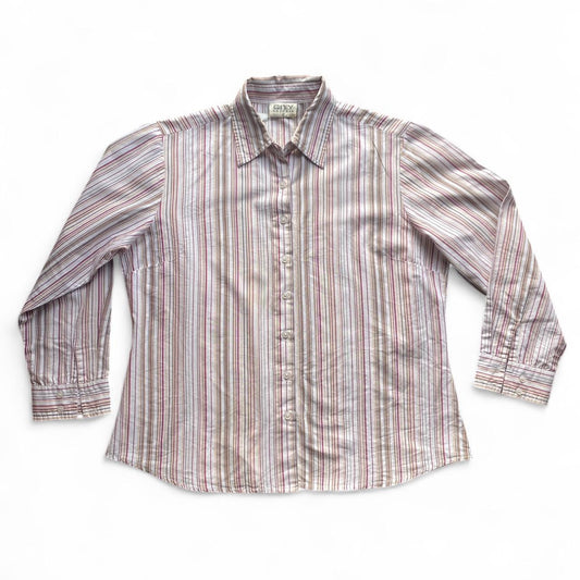 Y2K brown and red striped button up shirt