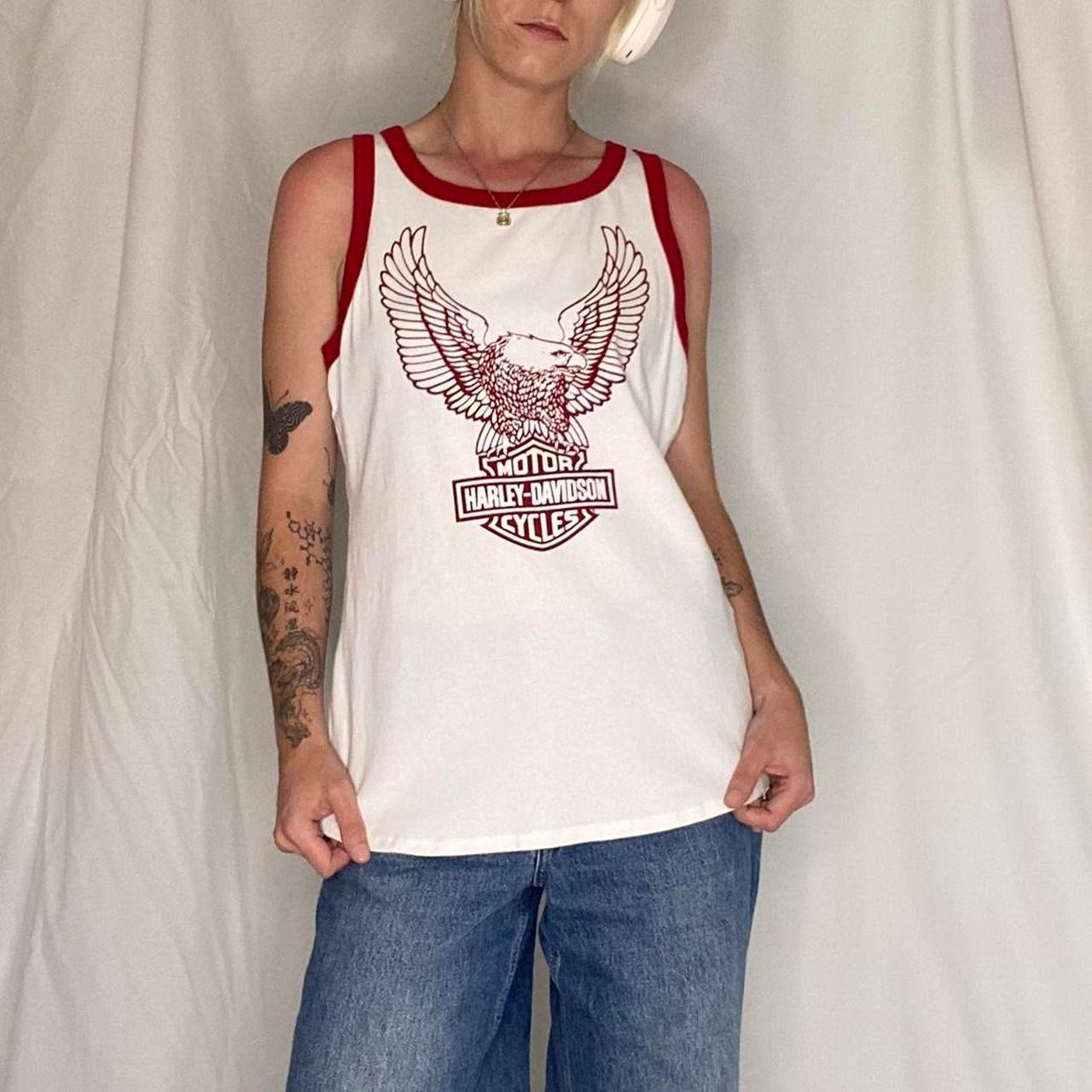 White and red Harley Davidson tank top