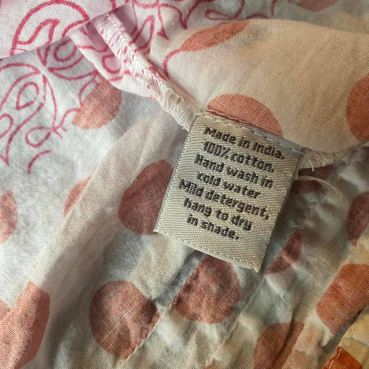 Boho pink and cream paisley print blouse with button up front