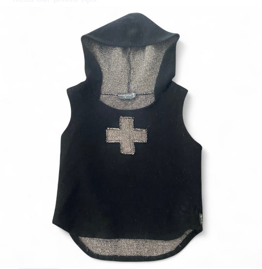 Black knit cropped Cross hoodie top