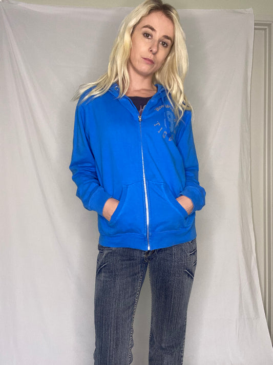 00s comfy blue zip up hoodie