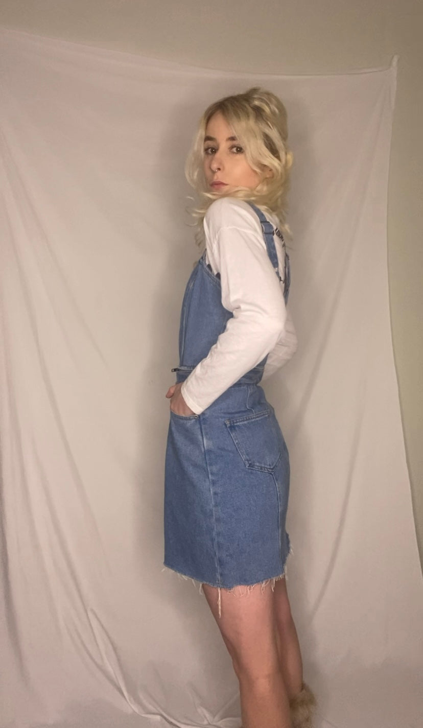 Blue denim overall zipper dress/set