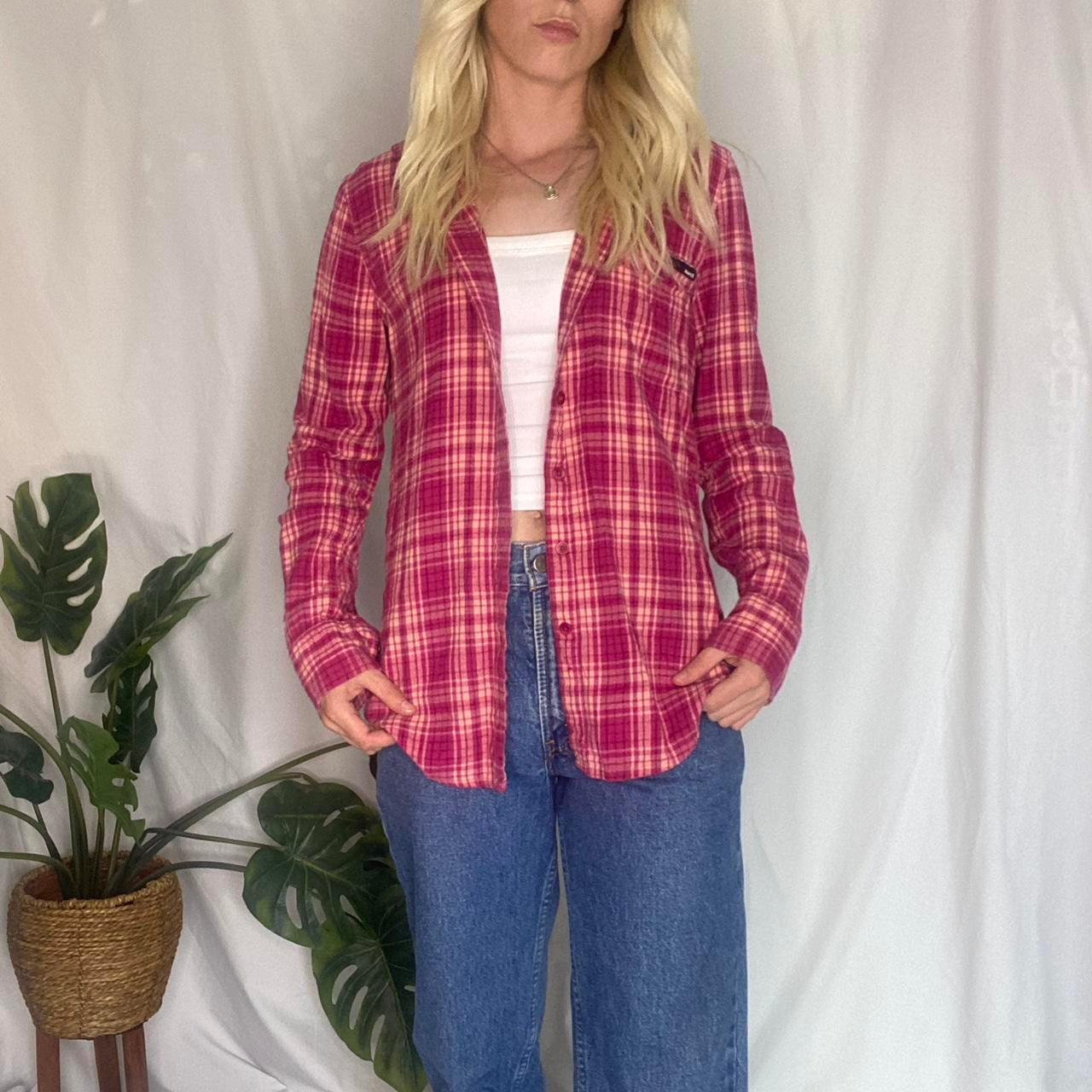 Two Toned Pink plaid Hurley button up shirt