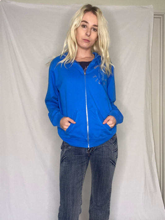 00s comfy blue zip up hoodie