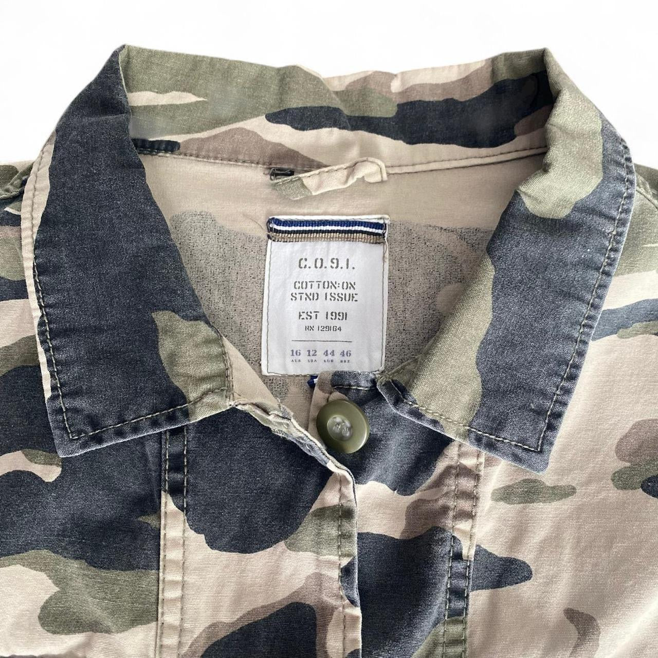 Camo cargo jacket with sequin patches!