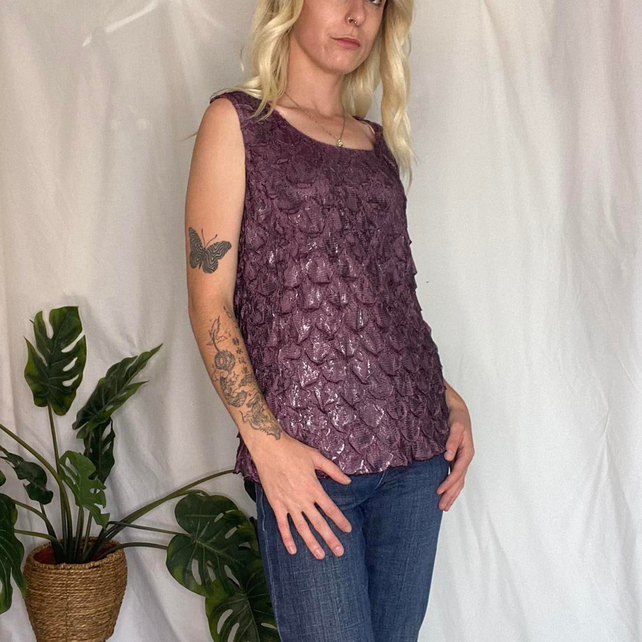 Vintage Purple Petal ruched Top