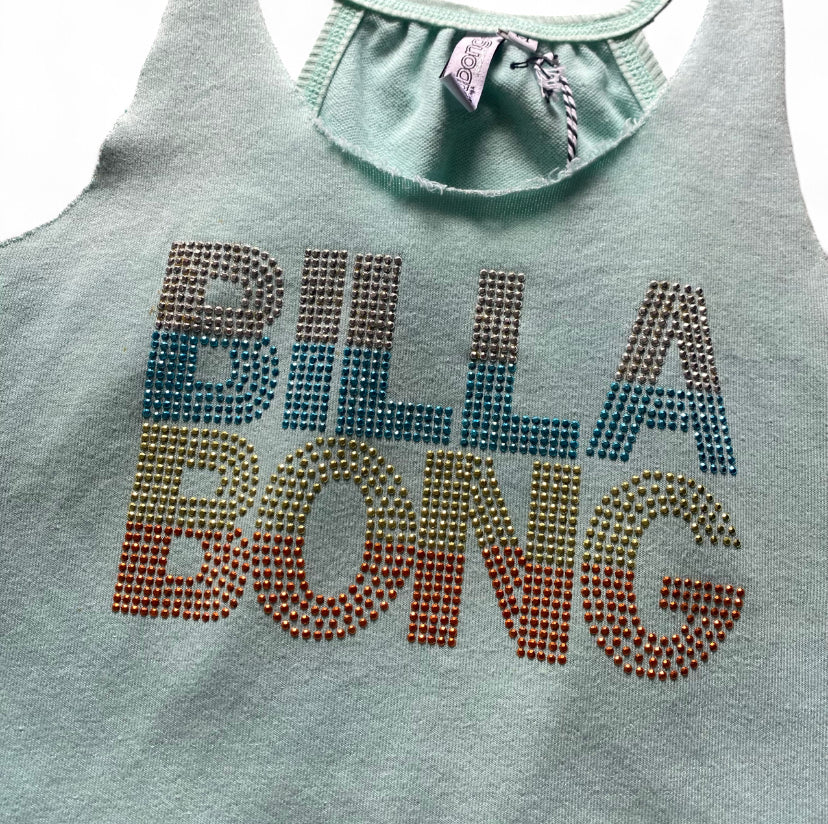 Y2K Billabong teal tank with cute gems