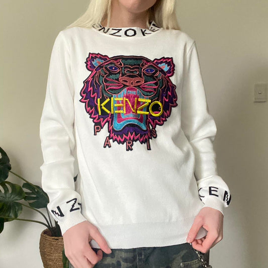 Sick Kenzo white embroidered tiger jumper