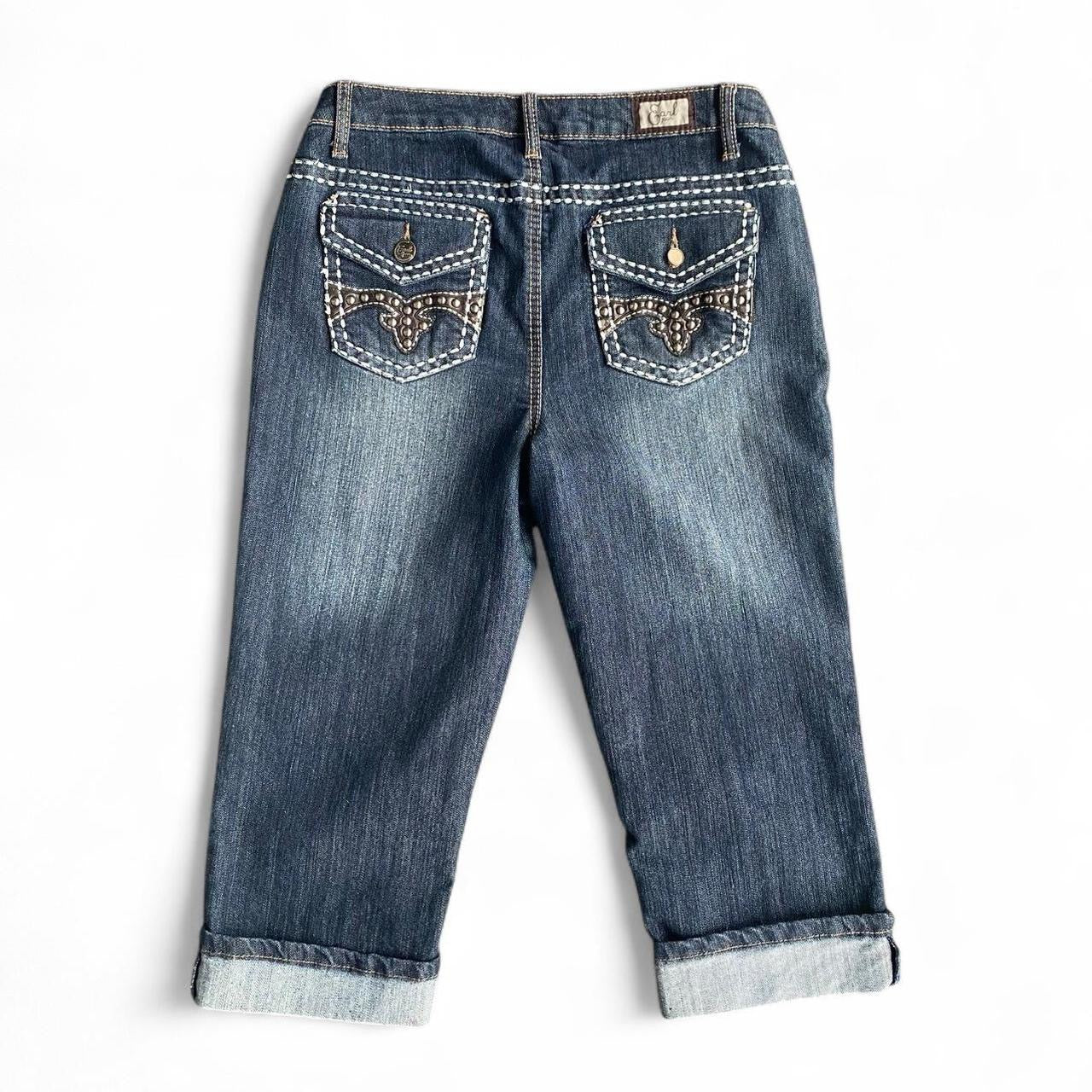 Vintage 90s 3/4 mid rise denim studded jeans