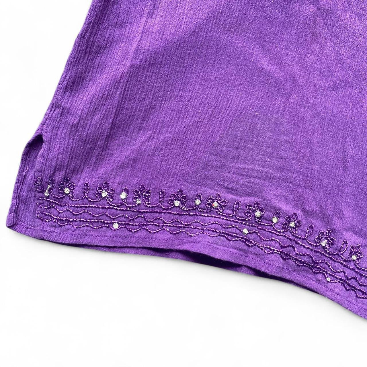 Cute Purple beaded long sleeve top