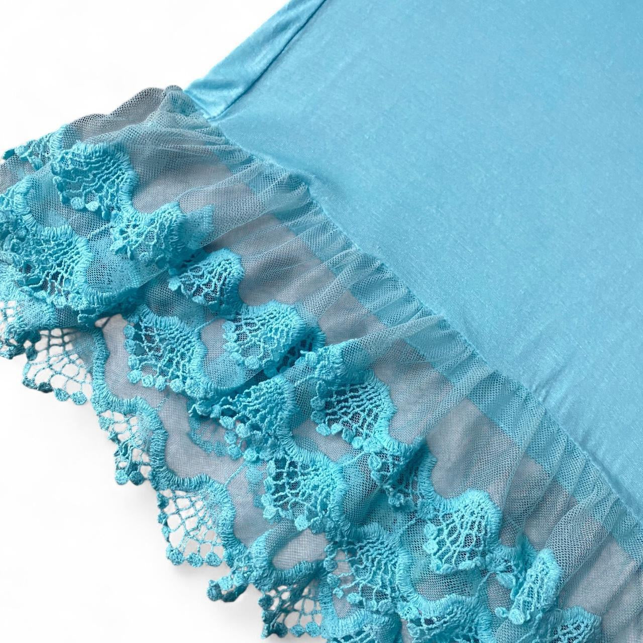 Baby Blue lace trim cotton mini dress