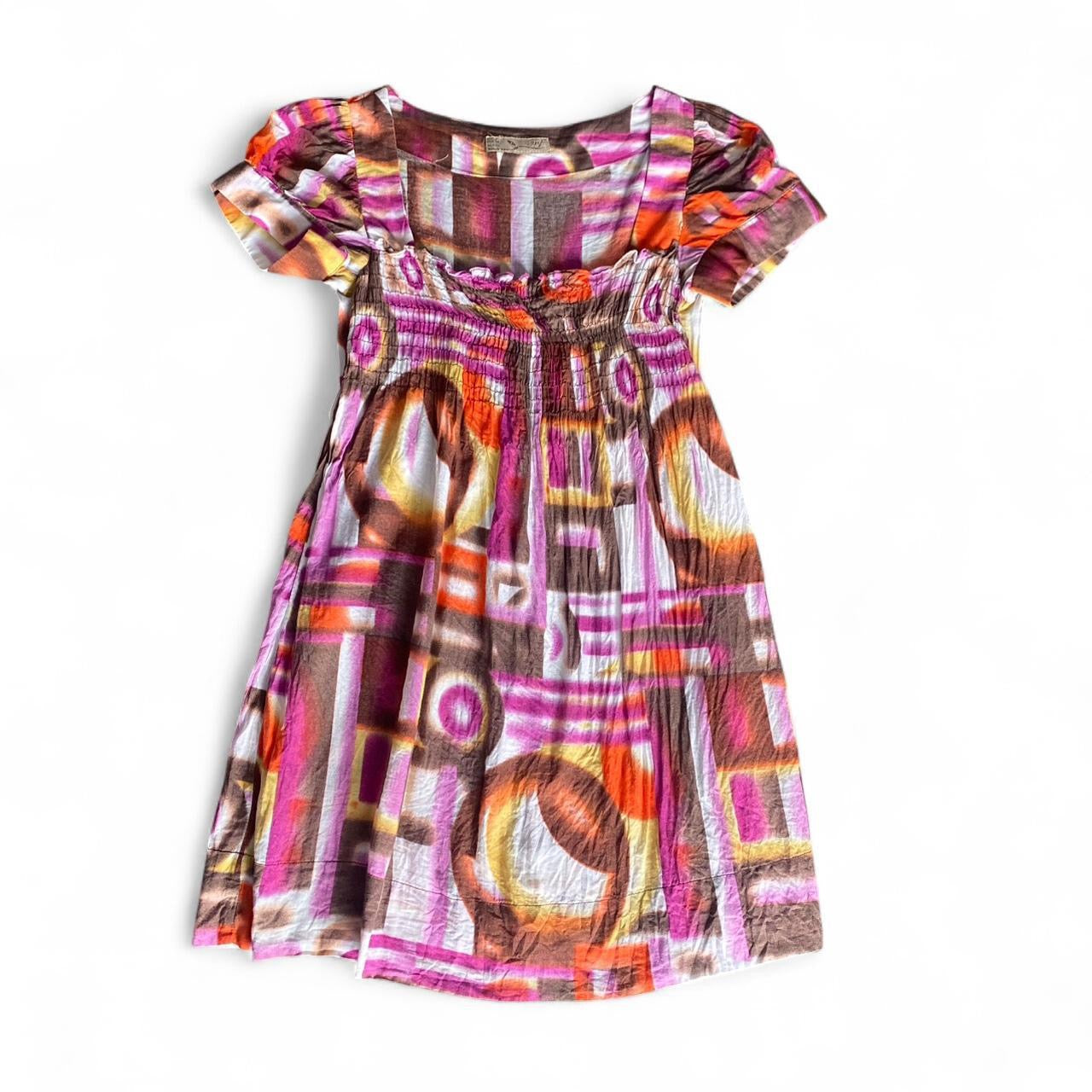 Cute retro printed ruched mini dress