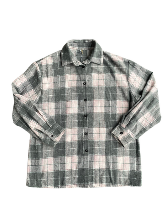 Cool Grey and pink plaid flannel shirt!