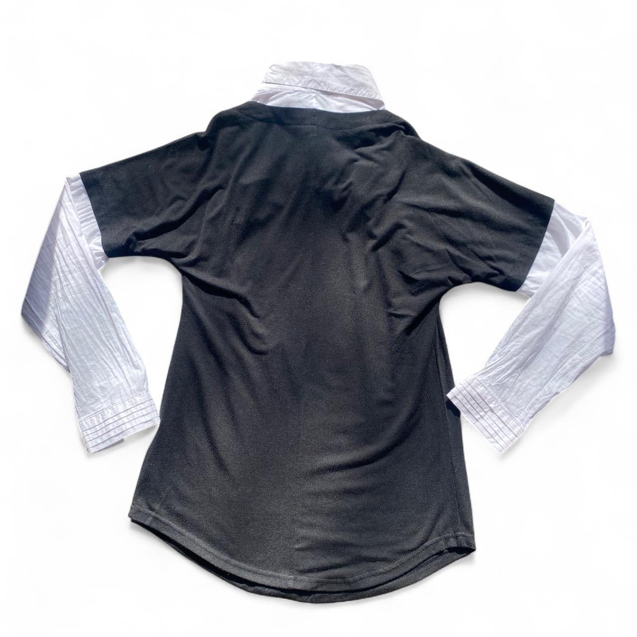 Y2K Black and white asymmetrical layered shirt